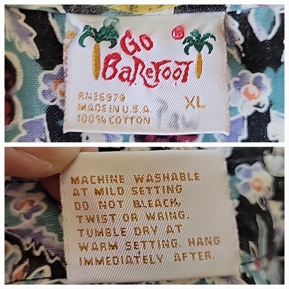 Go Barefoot Quarter Button Hawaiian Shirt Collared Short Sleeve Resort Travel - Picture 10 of 12